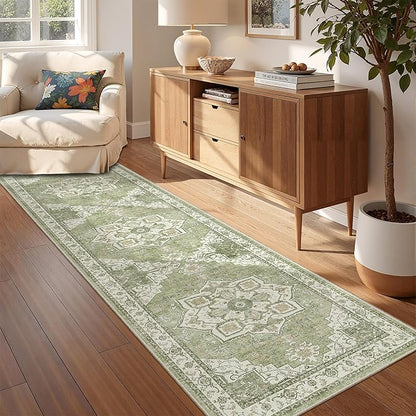 Kitchen Runner Rug Non Slip Washable 2.5x8, Soft Low Pile Entryway Rug Runners for Hallways,Carpet Runner for Living Room,Kitchen, Laundry, Bathroom(Light Green,2.5'x8')