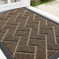 OLANLY Front Door Mat Indoor Outdoor Entrance, Waterproof All-Season, All-Weather Doormat, Sturdy Natural Rubber, Low Profile, Easy Clean Patio Porch Entryway Mat, Herringbone Brick (Brown, 29.5x17)