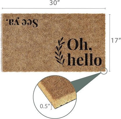 Barnyard Designs Doormat Welcome Mat for Outdoors, Large Front Door Entrance Mat, 30x17, Brown (Oh Hello)