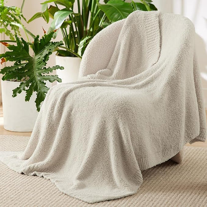 Bedsure Beige Knit Throw Blanket for Couch - Super Soft, Cozy, Fuzzy Knitted Blankets Dupes, Breathable Warm Fluffy Lightweight Throws for Chair, Sofa, Bed, Picnic, Gifts for Women, 50x60 Inches