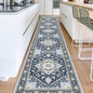 OPPODREAM Soft Entryway Rug 2x12, 2x12 Rug Runner, Washable Hallways Carpet 2 x 12 with Non Slip Backing, Low-Pile Bedside Carpet 2 x 12, Long, Faux Cashmere, Navy Blue & Gold