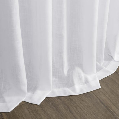 Snow White Linen Curtains 72 Inches Long for Living Room Light Filtering Semi Sheer Curtain Back Tab Luxury Neutral Coastal Modern Farmhouse Decor Drapes for Bedroom Dinner Room 52x72, 2 Panels