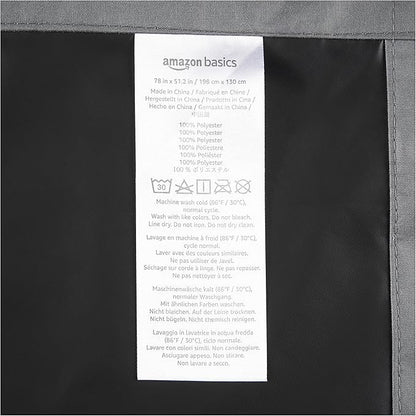 Amazon Basics Portable Energy Saving Noise Reducing Blackout Curtain Shade with Suction Cup Mounts, 50"W x 78"L, Dark Grey, 2-Pack