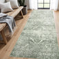 4x8 Washable Hallway Runner Rug - Wide Kitchen Runners Vintage Low Pile Carpet Soft Thin Floor Runner with Rubber Backing for Entryway Bedroom Living Room Home Decor (Muted Sage Green)