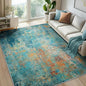 Washable Area Rugs 7'x9' Non-Slip Modern Abstract Soft for Living Room Entryway Bedroom Nursery, Print Pattern, Teal Blue Green Orange Rust Red Coloreful
