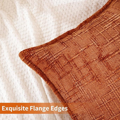 HPUK Fall Chenille Soft Throw Pillow Covers 18x18 Set of 2, Accent Cushion Covers for Living Room, Bedroom, Decorative Solid Color Pillow Covers for Couch, Sofa, Chair, Orange