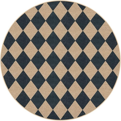 Lahome Colette Checkered Round Rugs 6ft, Washable Easy Jute Circle Patio Rug Indoor Outdoor Rugs for Living Room, Farmhouse Natural Round Area Rug Contemporary Carpet for Entryway Backyard