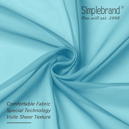 Simplebrand Turquoise Sheer Curtains 63 Inch Length 2 Panels, Rod Pocket Solid Color Window Sheer Curtain Panels, Elegant Curtains & Drapes for Living Room, Bedroom 2 Panels (Turquoise, 42" W x 63" L)
