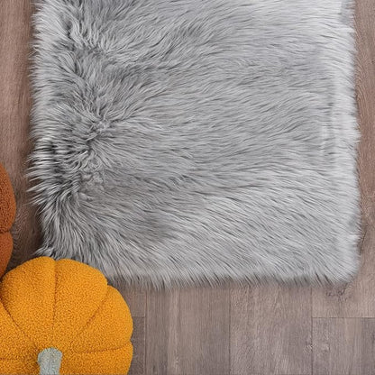 Goolela Grey Fluffy Fuzzy Furry Rug 2x6 for Bedroom Bedside Runner Faux Sheepskin Fur Shaggy Soft Plush Rectangle