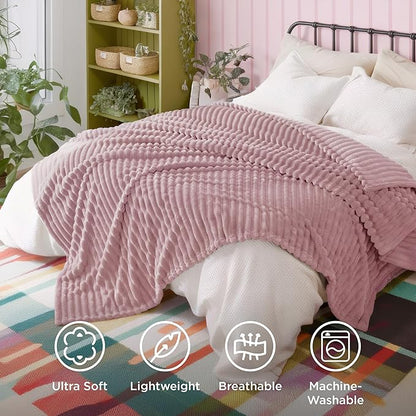 Bedsure GentleSoft Pink Fleece Blanket for Couch - Cozy Soft Blankets for Women, Cute Small Throws for Girls, 108x90 Inches