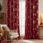 NICETOWN 2 Panels Christmas Red Curtains 52 x 84 Inch, Gold Foil Printed Rod Pocket Drapes, Xmas Theme Window Treatment for Holiday Home Decor, Set of 2 Christmas Style Curtain Panels
