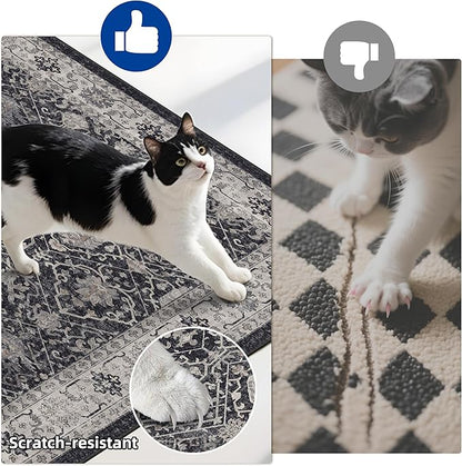3 Pieces Kitchen Rug Sets: Farmhouse Washable Non-Slip Floor Mat for Sink Stove & Fridge Area Water Resistant Carpet for Laundry Room Entryway Soft Cozy Runners for Kids Pets Family(2x3+2x4+2x5,Black)