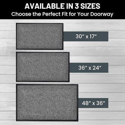 Sierra Concepts Front Door Mat Welcome Mats 2-Pack - Indoor Outdoor Entryway Mats for Shoe Scraper, Ideal for Inside Outside Home High Traffic Area, Battleship Gray 30 Inch x 17 Inch