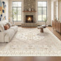 Washable Rugs 8x10 Area Rugs for Living Room, Non-Slip Backing Large Rug for Nursery Room, Vintage Floral Bedroom Rugs, Thin Indoor Home Decor Soft Farmhouse Rug (Cream/Beige,8'x10')