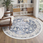 zesthome Washable Round Area Rugs - Non-Slip 6ft Round Rugs, Ultra-Thin Large Circle Rugs for Living Room, Soft Low Pile Rug for Bedroom, Kitchen, Nursery - Vintage Stain Resistant Round Rug