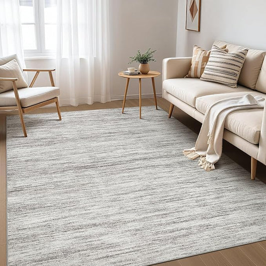 Nakagishi 5X7 Area Rugs Living Room: Washable Large Vintage Rug Neutral Non-Slip Soft Stain Resistant Indoor Carpet for Bedroom Nursery Dining Room Office Playroom - Grey-01