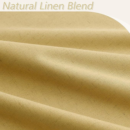 Guken 100% Blackout Curtains 72 Inch Length 2 Panels Set for Living Room Bedroom Back Tab Thermal Insulated Black Out Linen Drapes Room Darkening Window Curtains 72 Inches Long,Gold