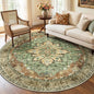 RELEANY Area Rugs 6ft Washable Non-Slip, Floral Vintage Distress Print Pattern Medallion Carpet for Living Room Bedroom Dining Room, Brick Red Rust Neutral Brown Burnt Orange
