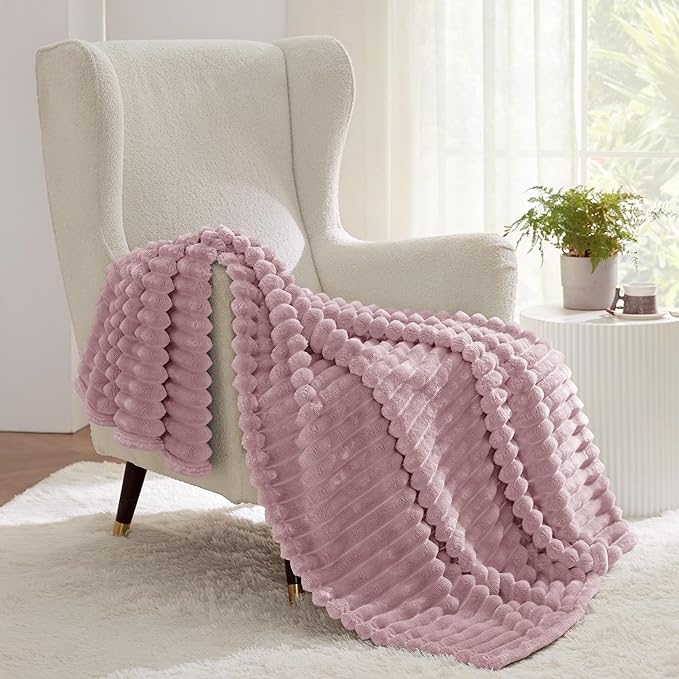 Bedsure GentleSoft Pink Fleece Blanket for Couch - Cozy Soft Blankets for Women, Cute Small Throws for Girls, 60x80 Inches