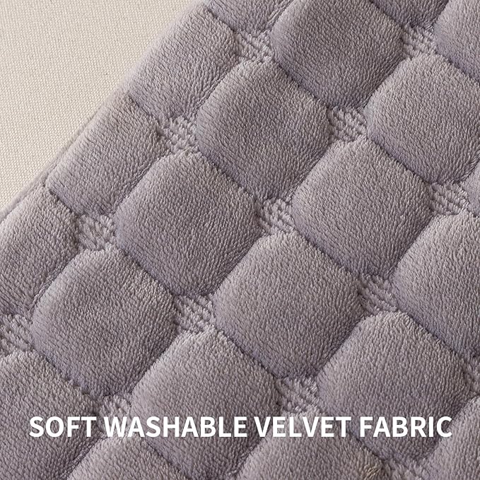 Velvet Throw Pillow Covers(Pack of Two, Light Grey) 22×22 Inch Decorative Pillows Cover Neutral Soft Chenille Couch Pillows with Zipper Aesthetic for Living Room and Bedroom