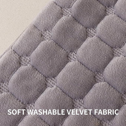 Velvet Throw Pillow Covers(Pack of Two, Light Grey) 22×22 Inch Decorative Pillows Cover Neutral Soft Chenille Couch Pillows with Zipper Aesthetic for Living Room and Bedroom
