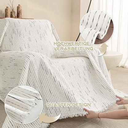 MYSKY HOME Oversized Armchair Couch Cover for 1 Cushion Couch, Washable Sofa Protector, Chair Couch Covers Sofa Covers Sofa Throws Sofa Slipcovers Futon Cover for Pet, Kid, 71"X91", White