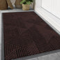 Smiry Front Door Mat Outside Entrance, Heavy Duty Sturdy Natural Rubber Doormat, Trap Dirt and Moisture, Easy Clean Low Profile Mats for Indoor Outdoor Entry, Irregular Triangle (47x32, Deep Brown)