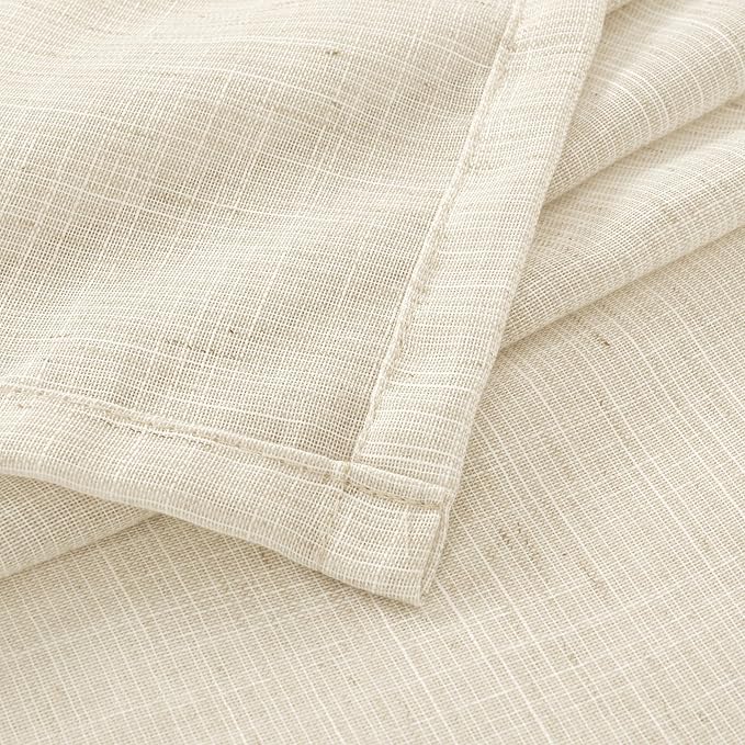BGment Linen Curtains 84 Inch Length for Living Room, Light Beige Lightweight Rustic Country Window Drapes for Farmhouse Bedroom Decor Rod Pocket Textured, 2 Panels Set, Each 60 Inch Wide