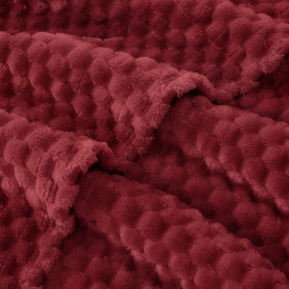 EXQ Home Fleece Blanket Twin Size for Couch or Bed - 3D Imitation Turtle Shell Jacquard Decorative Blankets - Cozy Soft Lightweight Fuzzy Flannel Blanket Suitable for All Seasons(60"×80",Red)