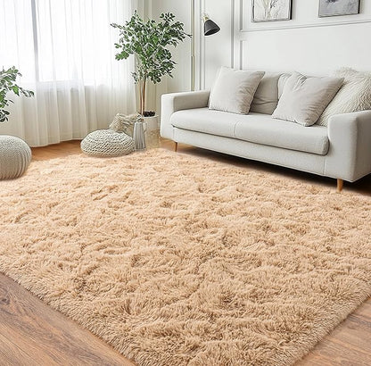 Pionblank Super Fluffy Area Rug for Living Room 5x7 Feet, Modern Indoor Shaggy Carpet, Soft Plush Non Slip Rugs for Bedroom Kids Room Cloakroom Home Decor, Camel