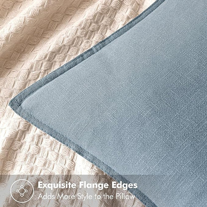 MIULEE Decorative Linen Euro Sham Pillow Covers 24x24 Blue Grey Boho Farmhouse Neutral Couch Throw Pillows for Bed Pack of 2 Accent Coastal Modern Pillowcase Summer Sofa Livingroom Home Decor