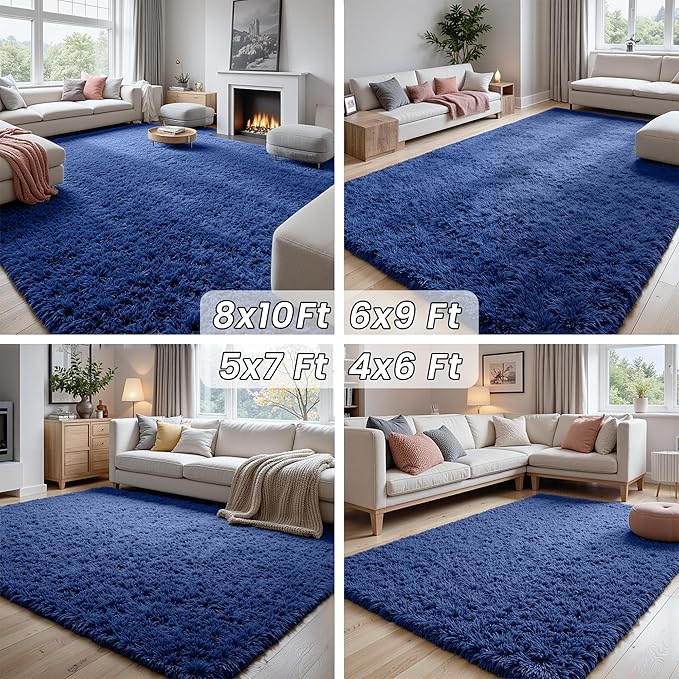 5x7 Area Rugs for Living Room Rug: Soft Fluffy Shag Blue Rugs for Bedroom, Non-Slip Large Fuzzy Plush Rug Indoor Floor Carpet for Nursery Kids Boys Girls Room, Dorms, Playroom, Modern Home Decor