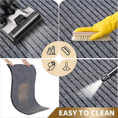 Yimobra Front Door Mat Outdoor Indoor Entrance, 100% Waterproof All-Season All Weather Doormat, Welcome Matt Outside Entry, Non Slip, Low Profile, Heavy Duty Patio Porch Floor Mats,47 x 24,Gray White