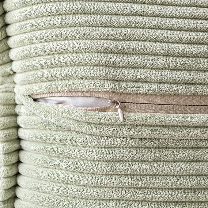 MIULEE Spring Decorative Lumbar Throw Pillow Covers for Couch Bed Livingroom 12x20 Inch Set of 2 Light Green Boho Accent Throw Pllows Broadside Striped Patchwork Soft Corduroy Summer Pillowcases