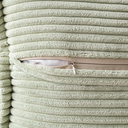 MIULEE Spring Decorative Lumbar Throw Pillow Covers for Couch Bed Livingroom 12x20 Inch Set of 2 Light Green Boho Accent Throw Pllows Broadside Striped Patchwork Soft Corduroy Summer Pillowcases