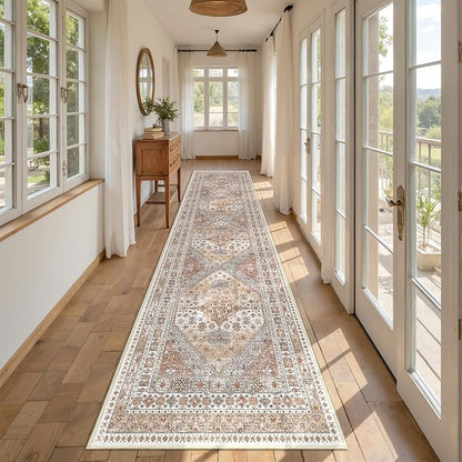 Kitchen Runner Rug Non Slip Washable 2.5x10, Soft Ultra-Thin Entryway Rug Runners for Hallways, Carpet Runner for Living Room,Kitchen, Laundry, Bathroom(Orange,2.5'x10')