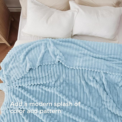 Bedsure GentleSoft Blue Fleece Blanket for Couch - Cozy Soft Blankets for Women, Cute Small Throws for Girls, Light Blue, 108x90 Inches
