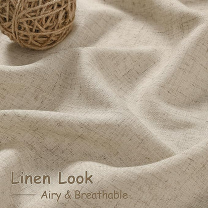 Taupe Burlywood Linen Curtains for Living Room 126 Inches Long Light Filtering Semi Sheer Curtain Back Tab Modern Farmhouse Decor Drapes Floor to Ceiling High Window for Bedroom 52x126, 2 Panels