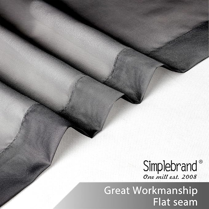 Simplebrand Black Tier Curtains for Kitchen 24 Inches Long 2 Panels Set, Rod Pocket Cafe Curtain Light Filtering Sheer Short Curtains for Bathroom/Basement Half Window 42 x 24 Inch, 2Pcs, Black