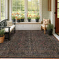 Dark Brown Washable 5x7 Area Rugs for Living Room, Non-Slip Soft Rugs for Bedroom, Dining Room, Home Office, Deep Olive Accent Floral Vintage Cottage Indoor Carpet Décor, Low Pile Stain Resistant