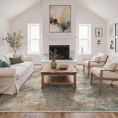 BEIMO Area Rugs 9x12 for Living Room Bedroom, Modern Abstract Machine Washable Rug, Large Soft Low Pile Floor Carpet with Non Slip Backing for Dining Room, Multi
