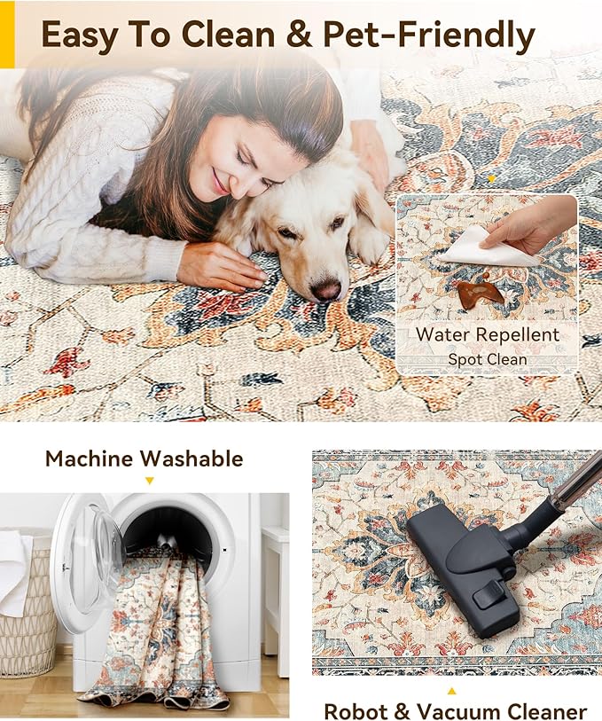 Area Rugs 2'x4' Kitchen Rugs Entry Rug Small Rugs for Entryway Kitchen Bathroom Door Mat Indoor Entrance,Washable Non Slip, Beige Navy Blue Orange Colorful