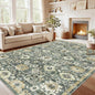 AMADA HOMEFURNISHING 9x12 Washable Area Rug, Low-Profile Large Area Rug with Non-Slip Backing & Durable Edge Binding, Vintage Large Rugs for Living Room, Bedroom & Dining Room