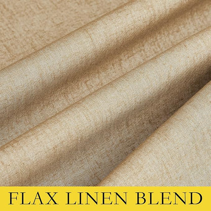 NICETOWN Camel High-End Thermal Flax Linen Curtains, 62" Wide Per Panel, Set of 2, Full Blackout Privacy Drapes 72" Long for Dining Room, Soundproof Window Treatment Panels for Hall Room