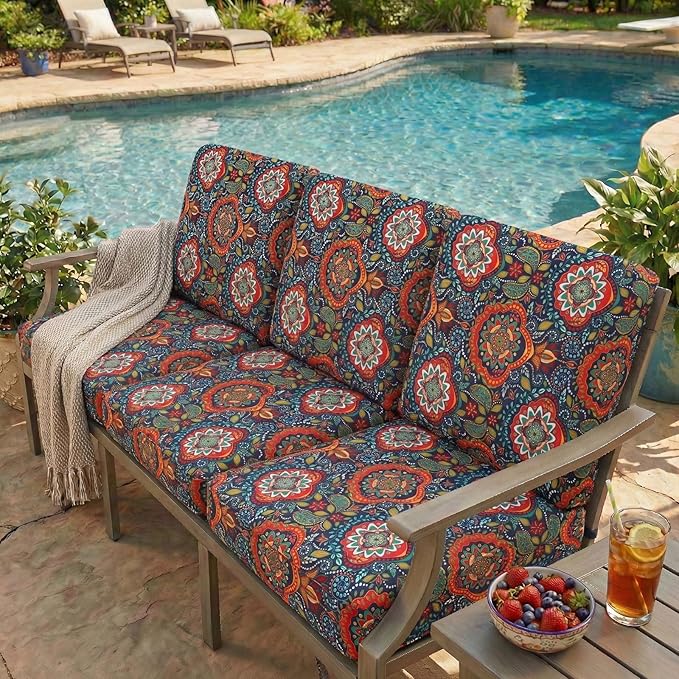 hyha Printed Couch Cushion Covers, Floral Cushion Covers, Magic Sofa Covers Washable, Stretch Couch Covers for 2 Cushion, Pattern Sofa Slipcovers(Medium, Mandala Floral)