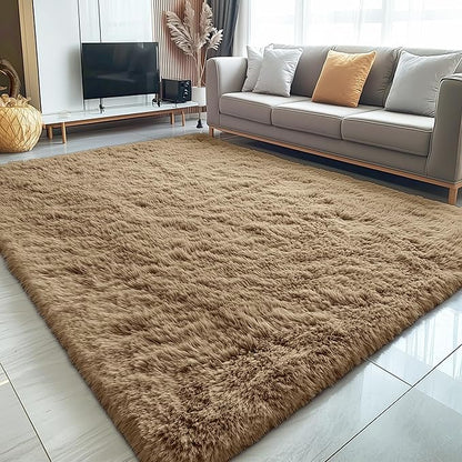 OLANLY 5x8 Machine Washable Large Area Rugs for Living Room, Bedroom, Soft Fluffy Shaggy Bedside Rug, Indoor Floor Carpet for Kids Girls and Boys, Dorms, Nursery, Home Decor Aesthetic, Taupe