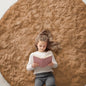 OLANLY Khaki Round Rugs for Bedroom - Machine Washable, 6 ft Circle Area Rugs for Living Room, Soft and Fluffy Shaggy Carpet for Teen Girl and Boys, Nursery Rooms, Dorms, Home Decor Aesthetic