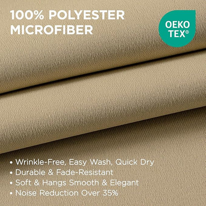 Joydeco Blackout Curtains 63 Inch Length 2 Panels Set, Thermal Insulated Long Curtains & Drapes 2 Burg, Room Darkening Grommet Drapes for Bedroom Living Room Windows (W42 x L63 Inch, Beige)