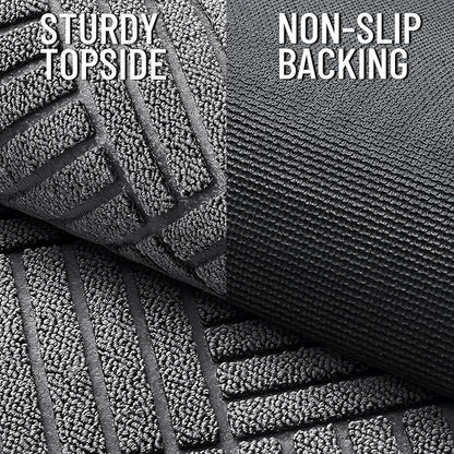 OLANLY Front Door Mat Outside Entrance 35x23, Absorbent, Heavy Duty Sturdy Natural Rubber Doormat Indoor Outdoor, Stain and Fade Resistant, Non-Slip Low Profile Floor Mat for Entryway, Grey Diamond