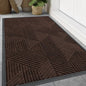 Smiry Front Door Mat Outside Entrance, Heavy Duty Sturdy Natural Rubber Doormat, Trap Dirt and Moisture, Easy Clean Low Profile Mats for Indoor Outdoor Entry, Irregular Triangle (47x30, Dark Brown)